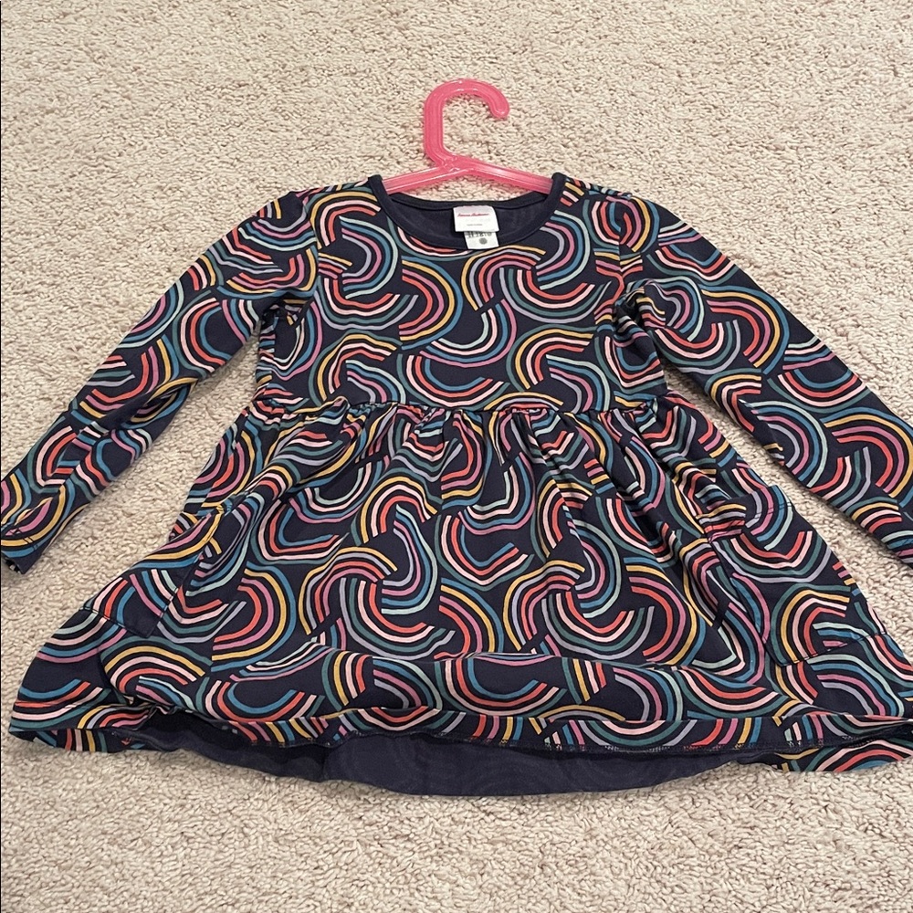 Hanna Andersson Navy Dress with Colorful Swirls